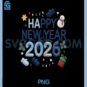 Happy New Year Xmas 2026 PNG, Matching Crochet PNG