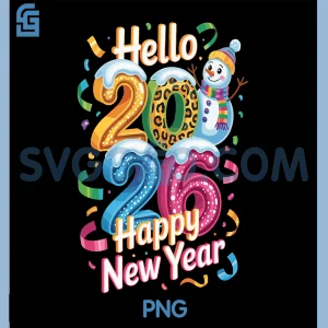 Happy New Year 2026 Snowman PNG, Colorful Celebration PNG