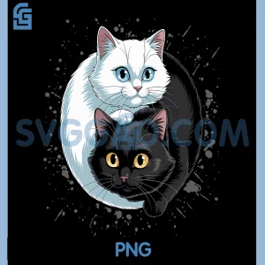 Harmonious Cats PNG, Cat Yin Yang PNG