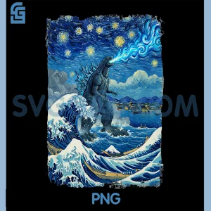 Kaiju Monster Japanese Anime PNG, Vangogh Painting Art Graphic PNG