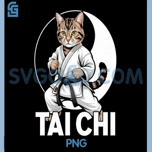 Kawaii Cat Demonstrating Tai Chi PNG, Martial Arts Yin & Yang PNG