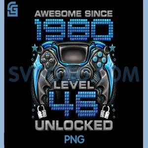 Level 46 Unlocked Awesome Since 1980 PNG, 46th Birthday Gaming PNG