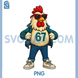 67 Chicken Meme PNG, Funny Six Seven Gen Alpha Slang PNG