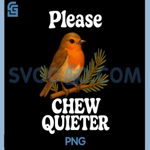 Please Chew Quieter PNG, Vintage Bird Groovy Design PNG