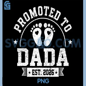 Promoted to Dada 2026 PNG, Retro Dada 2026 Baby Announcement PNG