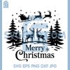 Merry Christmas Reindeer Scene SVG, Santa Sleigh Winter Art SVG