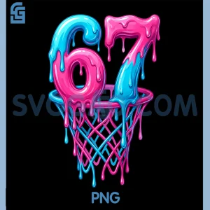67 Basketball Drip PNG, Six Seven Funny PNG