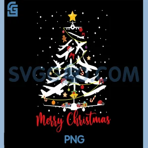 Airplane Christmas Tree PNG, Merry Christmas Most Likely Pilot PNG
