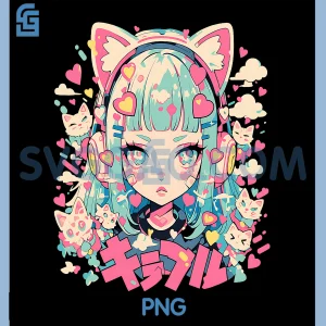 Anime Waifu Cute Anime PNG, manga Cat Girl Sweet Retro Japan PNG