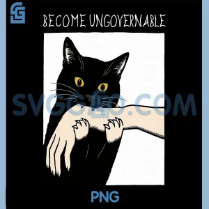 Become Ungovernable PNG, Black Cat Biting Hand Funny Meme PNG