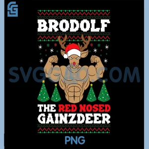 Brodolf The Red Nosed Gainzdeer PNG, Christmas Buff Reindeer Gym PNG