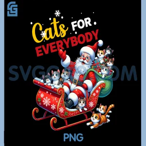 Cats for Everybody PNG, Christmas Cat Funny PNG, Xmas Santa PNG