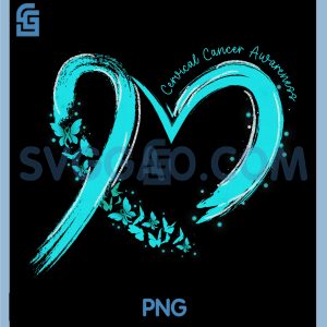 Cervical Cancer Awareness Heart PNG, Ribbon Teal Family Support PNG