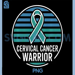 Cervical Cancer Warrior PNG, Teal White Ribbon Awareness Support PNG