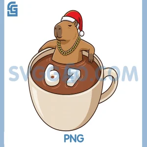 Chill Capybara 6 7 PNG, Christmas Hot Cocoa 67 PNG, Marshmallow Six Seven PNG