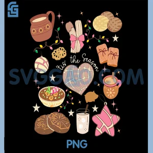 Christmas Tis The Season PNG, Mexican Concha Food Pan Dulce Party PNG