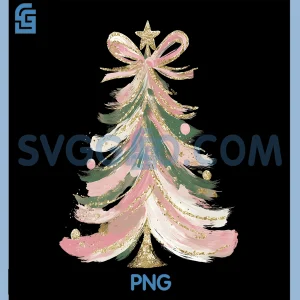 Xmas Lights Coquette Bow PNG, Christmas Tree Holiday PNG