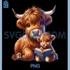 Scottish Highland Cow with Baby Cow PNG, Highland Cow PNG