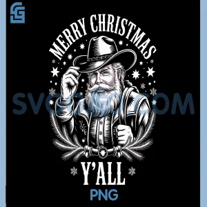 Cowboy Santa Claus PNG, Merry Christmas Y'all PNG, Western Country PNG