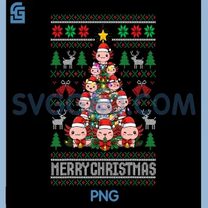 Cute Axolotl Christmas Tree Ugly PNG, Merry Xmas Holiday PNG