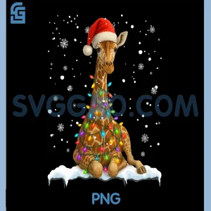 Cute Giraffe Christmas Light PNG, Funny Giraffe Lover Xmas PNG