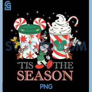 Tis The Season Christmas Coffee PNG, Disney Mickey & Friends PNG