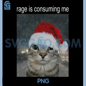 Rage Consumes Me PNG, Funny Christmas Cat Meme PNG