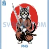 Samurai Ninja Cat Japanese Art PNG, Kawaii Anime Retro Aesthetic PNG