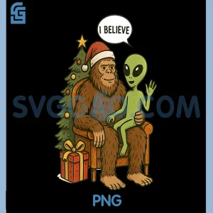 Santa Bigfoot Alien UFO PNG, Paranormal Christmas PNG