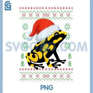 Santa Poison Dart Frog PNG, Christmas Ugly Xmas PNG