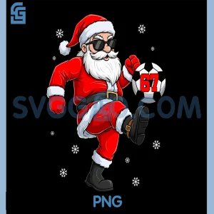 Santa Soccer Ball Sports PNG, Christmas Soccer Player PNG