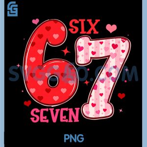 Six Seven 6 7 Valentines Day PNG, Trendy Valentine Meme PNG