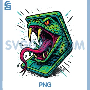 Cyber Snake Attacks From Laptop PNG, Tech Venom Digital Art PNG