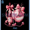 Vintage New Year Eve PNG, Champagne Pink Disco Ball PNG