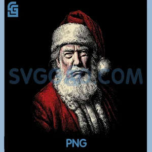 Vintage Trump Santa Face Art PNG, Funny Christmas Holiday Design PNG