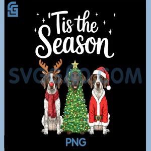 Tis The Season German PNG, Shorthaired Pointer Christmas Santa PNG
