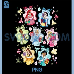 Disney Princess Christmas Holiday PNG, Coquette Portraits PNG