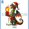 Dragon Wearing Santa Hat PNG, Holding A Present Box Xmas PNG