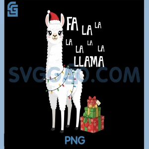 Fa La La Llama PNG, Xmas Lights PNG, Funny Llama Xmas PNG
