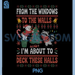 From The Windows to The Walls Raccoon PNG, Christmas Ugly PNG