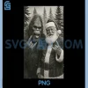 Funny Bigfoot & Santa Claus PNG, Rock On Hand Sign Xmas Selfie PNG