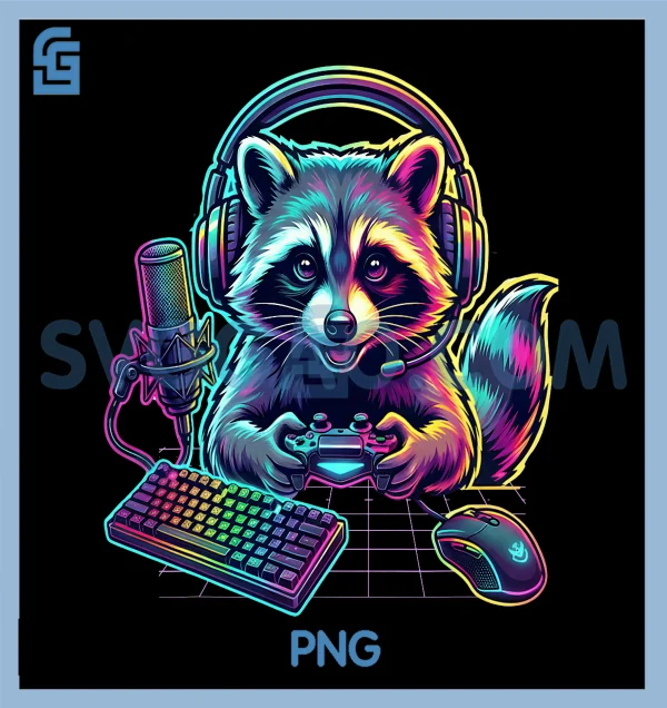 Funny Raccoon Gamer PNG, Video Game Gaming Lover PNG – SVGGAO