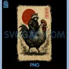 Funny Vintage Raccoon Rooster PNG, Chicken Japanese Ukiyoe Art PNG