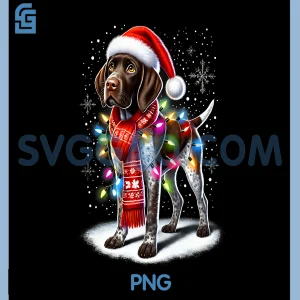 German Shorthaired Pointer PNG, Christmas Tree PNG, Lights Xmas PNG