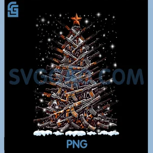 Guns Christmas Tree PNG, Funny Xmas 2024 For Gun Lover PNG
