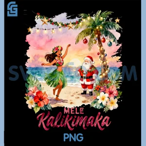 Mele Kalikimaka PNG, Hawaiian Cocktail Party PNG, Santa Turtle Beach PNG