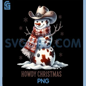 Howdy Christmas PNG, Cowhide Snowman PNG, Western Country Cowboy Xmas PNG