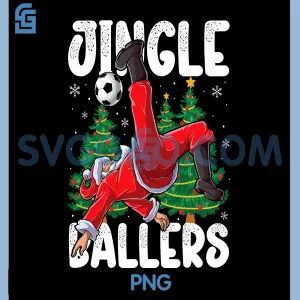 Jingle Ballers PNG, Santa Football PNG, Christmas Soccer Plaid PNG