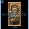 Kawaii Japanese Ramen PNG, Sloth Retro Gaming PNG