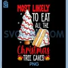 Most Likely To Eat All The Christmas Tree Cakes PNG, Funny Xmas PNG